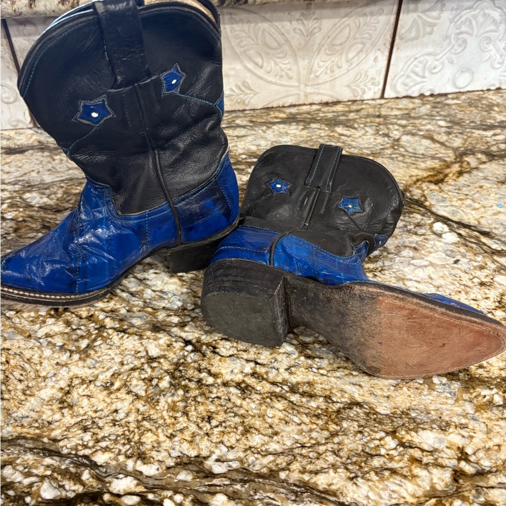 Children's Black and Blue Western Boots